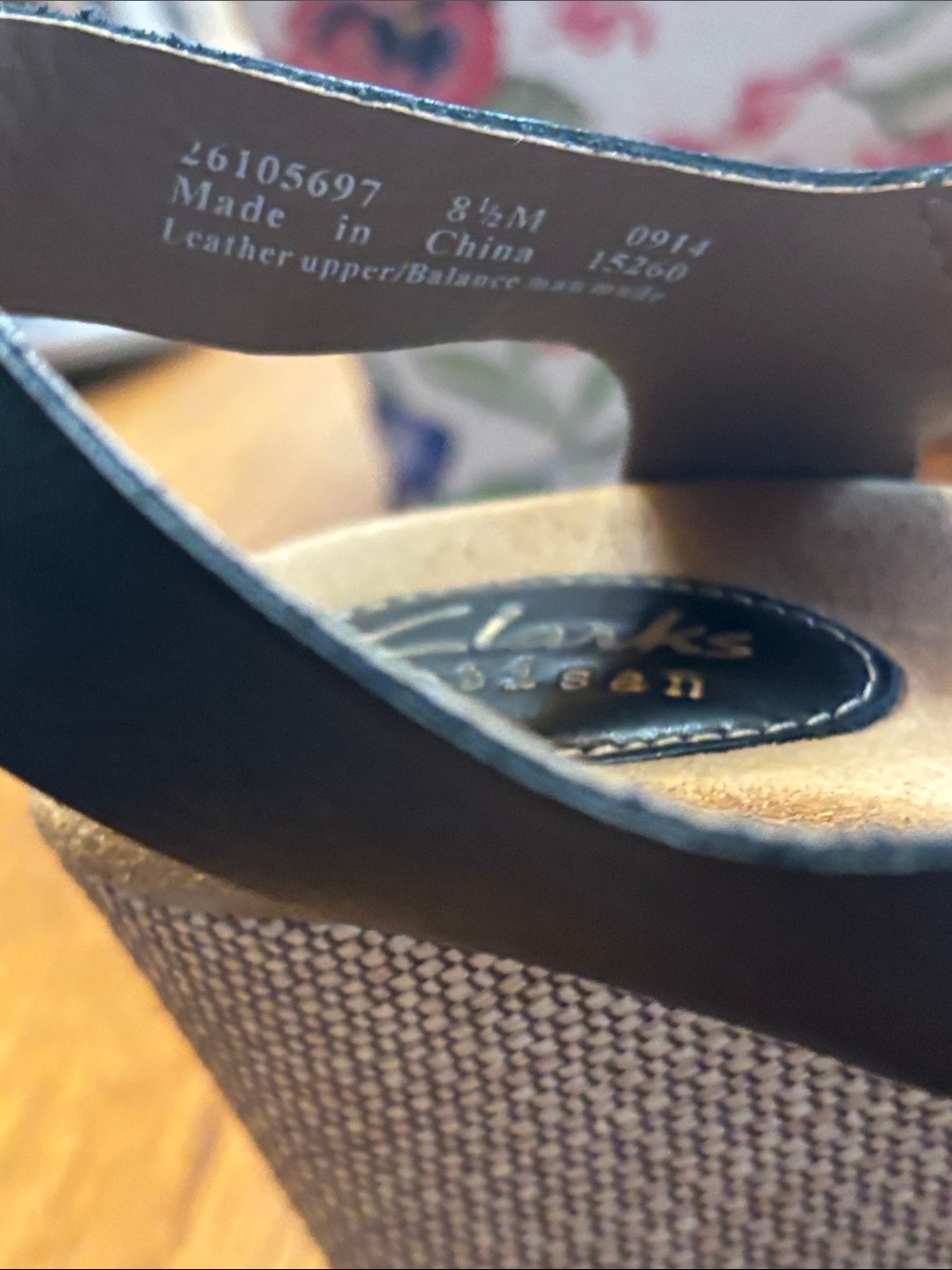 Clarks Black Leather Strappy Wedge Sandals - Picture 6 of 6
